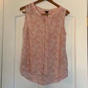 Eddie Bauer Pink Leaf Print Tank Top Size L